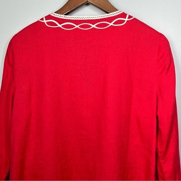 Talbots Womens 100%‎ Linen Tunic Top Size S Petite Red Embroidered Trim Beach - Picture 10 of 12